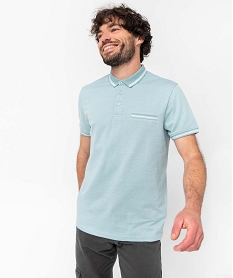 polo homme a manches courtes et petit motif bleu polosD347201_2