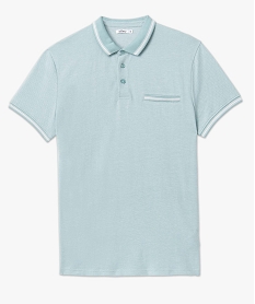 polo homme a manches courtes et petit motif bleu polosD347201_4