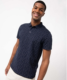 polo homme en maille piquee imprimee bleu polosD347401_1