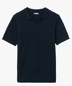 polo homme a manches courtes en maille piquee bleu polosD347901_4