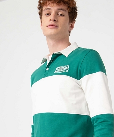 polo homme a manches longues bicolore - camps united vert polosD348101_2