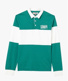polo homme a manches longues bicolore - camps united vert polosD348101_4