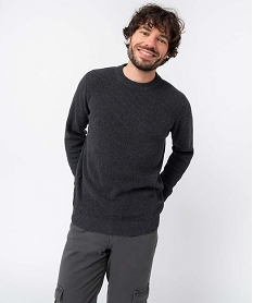 pull homme en maille unie gris pullsD348801_1