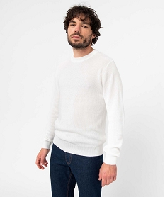 pull homme en maille unie blancD348901_1