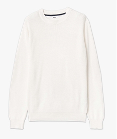 pull homme en maille unie blanc pullsD348901_4