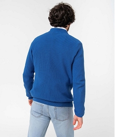 pull homme en maille unie bleuD349001_3