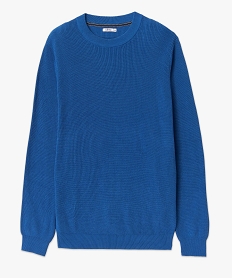 pull homme en maille unie bleu pullsD349001_4