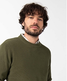 pull homme en maille unie vert pullsD349101_2