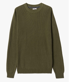 pull homme en maille unie vert pullsD349101_4