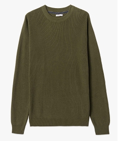 pull homme en maille unie vert pullsD349101_4