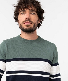 pull homme a rayures fantaisie bleu pullsD349201_2