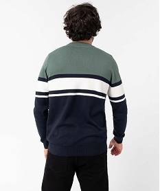 pull homme a rayures fantaisie bleu pullsD349201_3