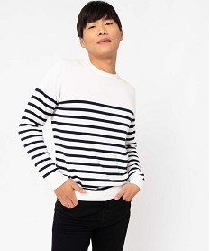 pull homme a rayures blanc pullsD349401_2