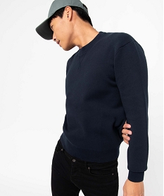 pull homme a col rond en maille unie bleu pullsD350201_2