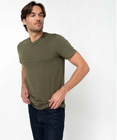 GEMO Tee-shirt à manches courtes et col V homme kaki standard