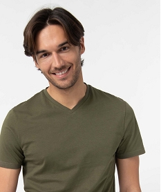 tee-shirt a manches courtes et col v homme vert tee-shirtsD351101_2