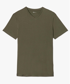 tee-shirt a manches courtes et col v homme vert tee-shirtsD351101_4