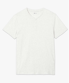 tee-shirt homme col tunisien a manches courtes blanc tee-shirtsD351701_4