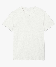 tee-shirt homme col tunisien a manches courtes blanc tee-shirtsD351701_4