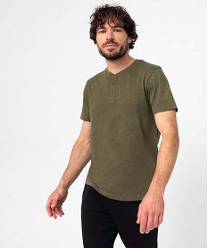 tee-shirt homme col tunisien a manches courtes vert tee-shirtsD351801_1