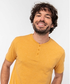 tee-shirt homme col tunisien a manches courtes jaune tee-shirtsD351901_2