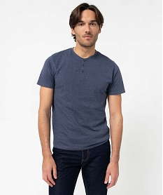 tee-shirt a manches courtes et col tunisien homme bleu tee-shirtsD352001_2