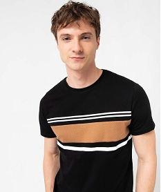 tee-shirt homme a manches courtes avec buste raye noir tee-shirtsD352901_2