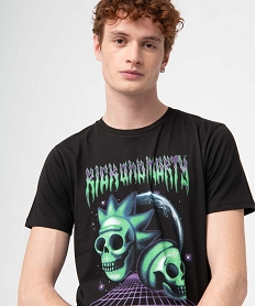 tee-shirt homme a manches coures imprime- rick morty noirD353301_2