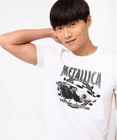tee-shirt homme avec motif sur lavant - metallica blanc tee-shirtsD353501_2