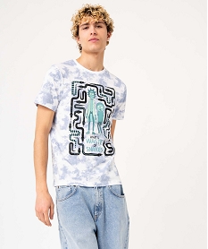 BOOTS NOIR TEE-SHIRT BLANC/BLEU:40179541806-Coton////