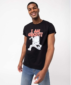 tee-shirt homme a manches courtes imprime groot - les gardiens de la galaxie noir tee-shirtsD354701_1