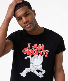 tee-shirt homme a manches courtes imprime groot - les gardiens de la galaxie noir tee-shirtsD354701_2