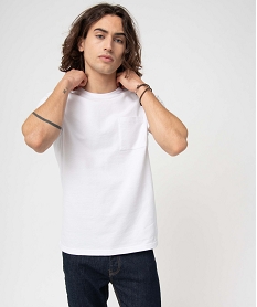 GEMO Tee-shirt homme à manches courtes en maille épaisse Blanc