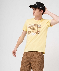 tee-shirt homme a manches courtes motif ete jaune tee-shirtsD355301_1