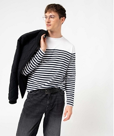 TOILE VIOLET TEE-SHIRT BLANC RAYE MARI:40179570092-Coton////