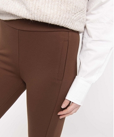 leggings femme en maille epaisse avec surpiqure fantaisie brun leggings et jeggingsD355901_2