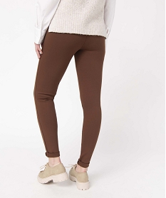 leggings femme en maille epaisse avec surpiqure fantaisie brun leggings et jeggingsD355901_3