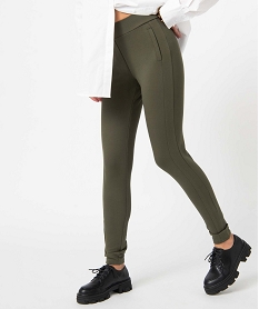 leggings femme en maille epaisse avec surpiqure fantaisie vert leggings et jeggingsD356001_1