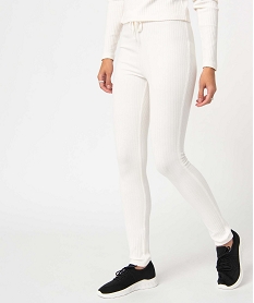 GEMO Legging femme en maille à grosses côtes blanc chine