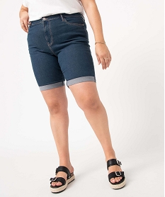 bermuda en jean femme grande taille a revers bleu shortsD356801_1