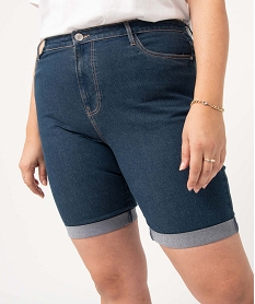 bermuda en jean femme grande taille a revers bleuD356801_2