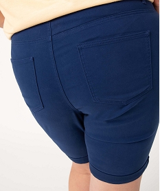 bermuda femme grande taille a revers en coton stretch bleuD356901_2