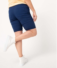 bermuda femme grande taille a revers en coton stretch bleu shortsD356901_3