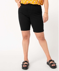 GEMO Bermuda femme grande taille à revers en coton stretch Noir