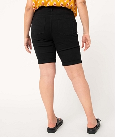 bermuda femme grande taille a revers en coton stretch noir shortsD357001_3