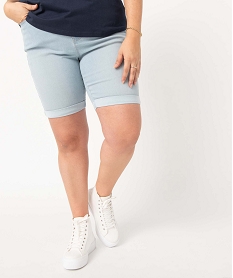 GEMO Bermuda en jean à revers femme grande taille blanc chine
