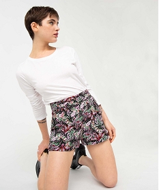 GEMO Short femme fluide à motifs feuillage Imprimé