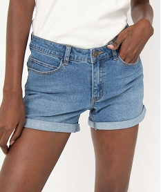 short en jean avec revers cousus femme bleu shortsD357801_2