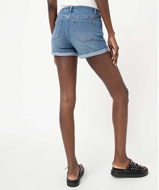 short en jean avec revers cousus femme bleu shortsD357801_3