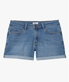 short femme en jean avec revers cousus gris shortsD357801_4